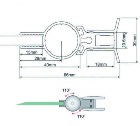 Zawias do drzwi szklanych parawanowy +/- 110° L2.1