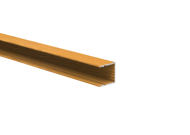 Aluminiowy adapter do ogrodzeń do wypełnień 20 mm i do systemu elewacyjnego, 25 × 25 – 6,0 m – dekor drewna JASNY DĄB –