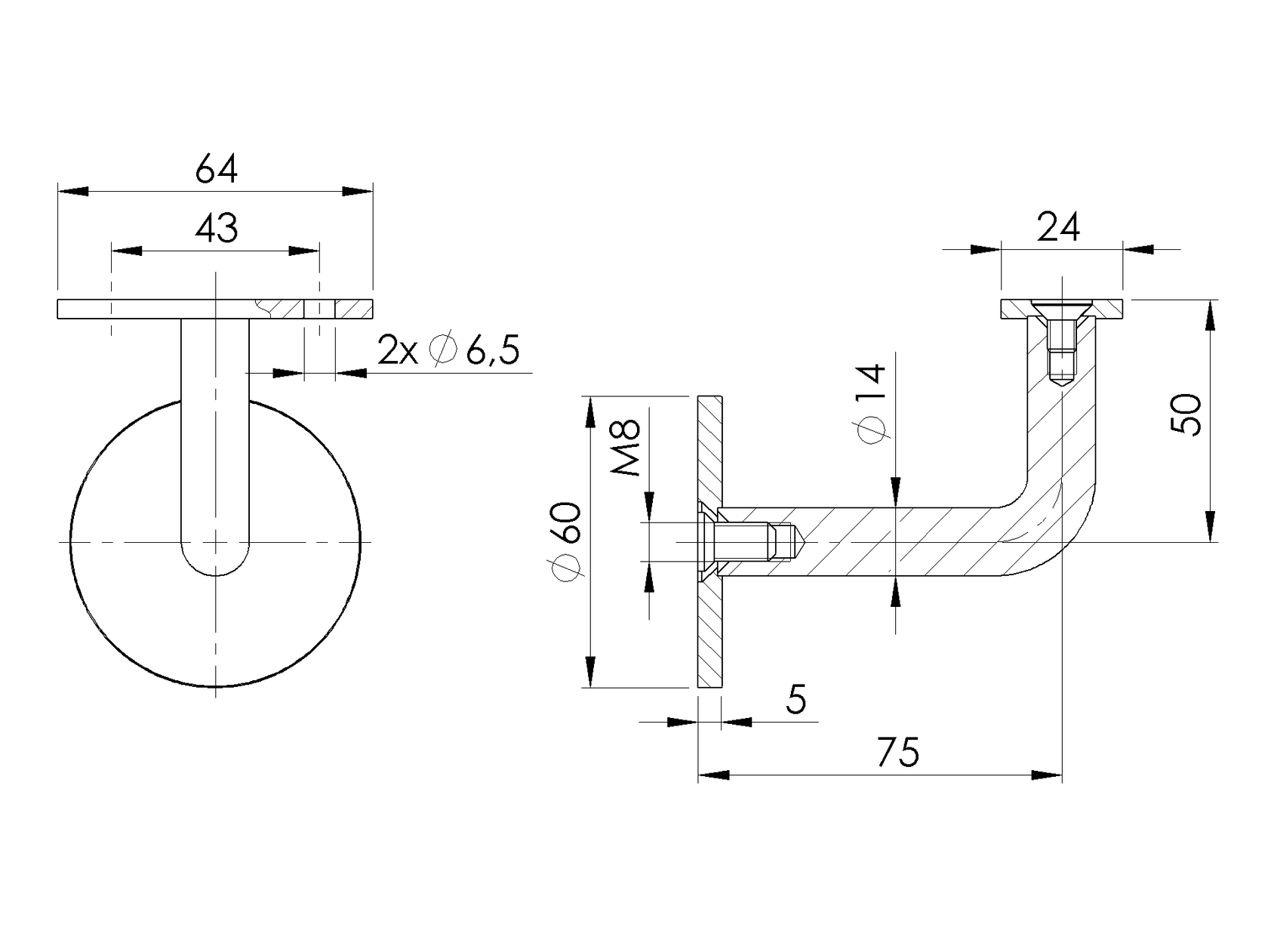 Wspornik poręczy do ściany