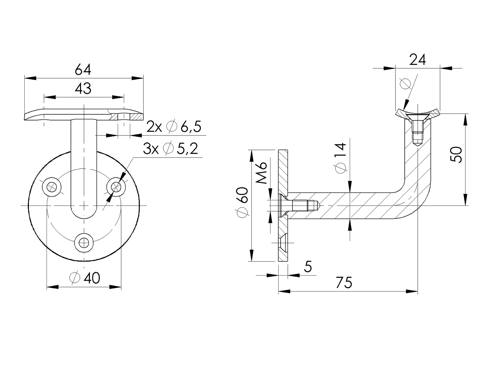 Wspornik poręczy do ściany