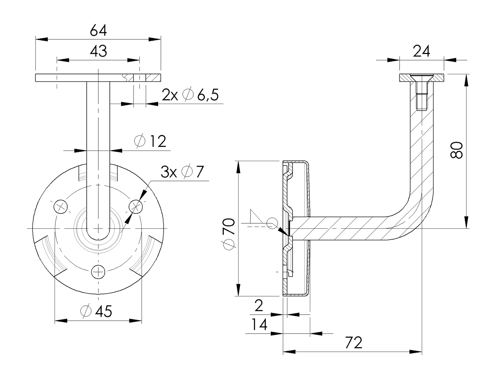 Wspornik poręczy do ściany