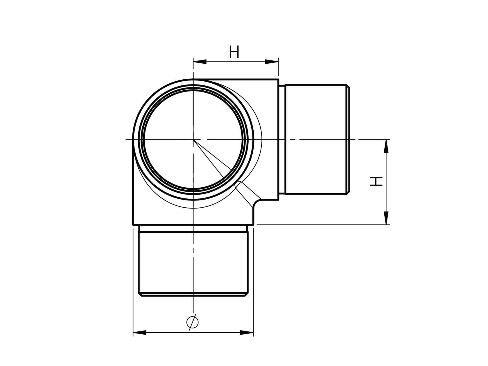 Łącznik balustrady - trójnik narożny