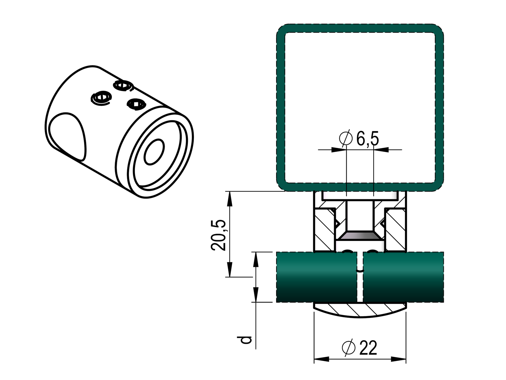 Uchwyt przelotowy łączący