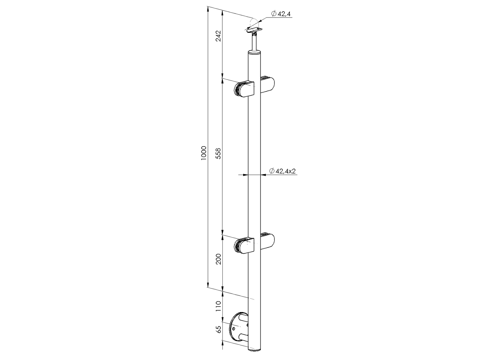 Słupek nierdzewny -prosto