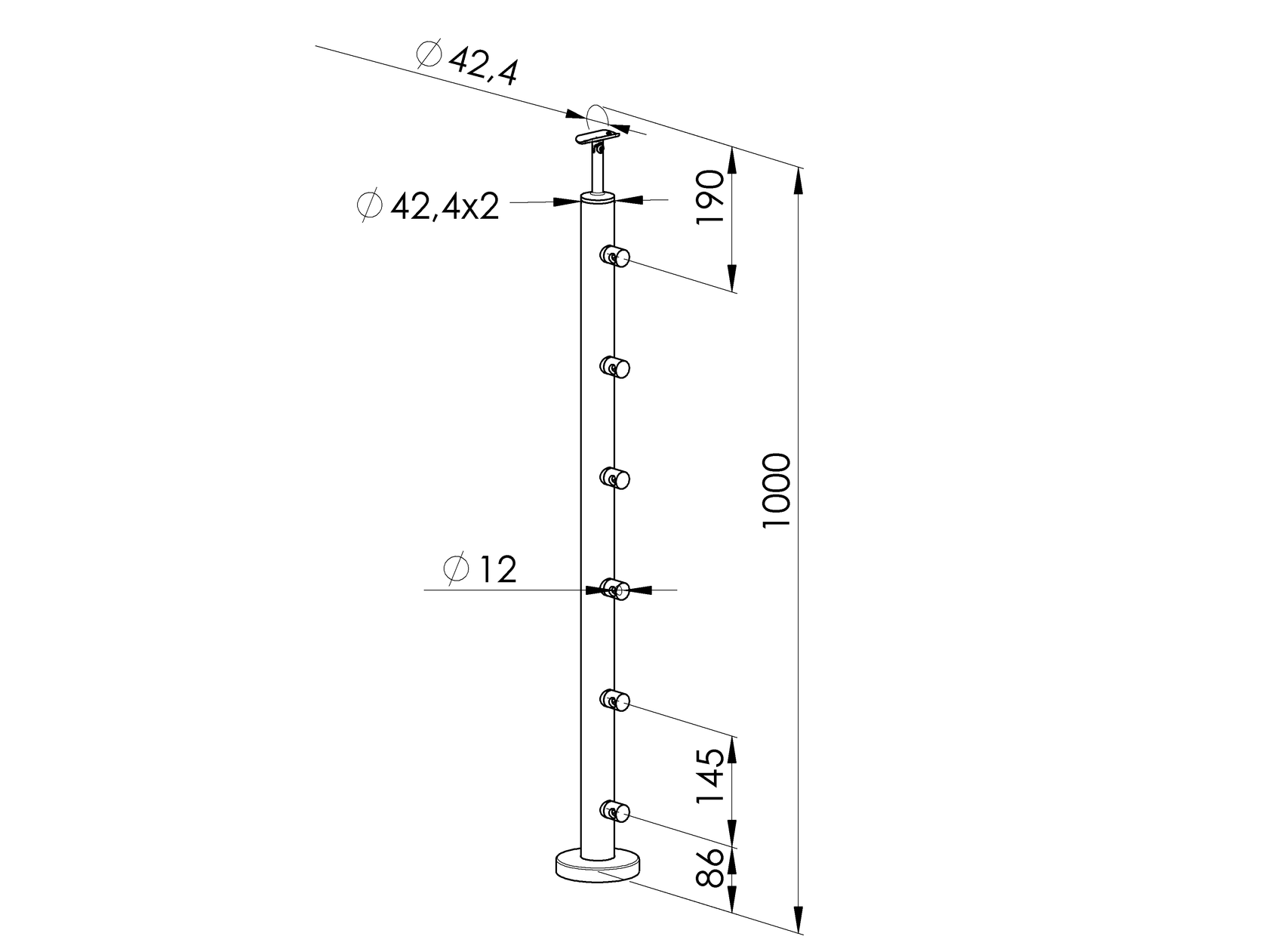 Słupek nierdzewny uzbrojony