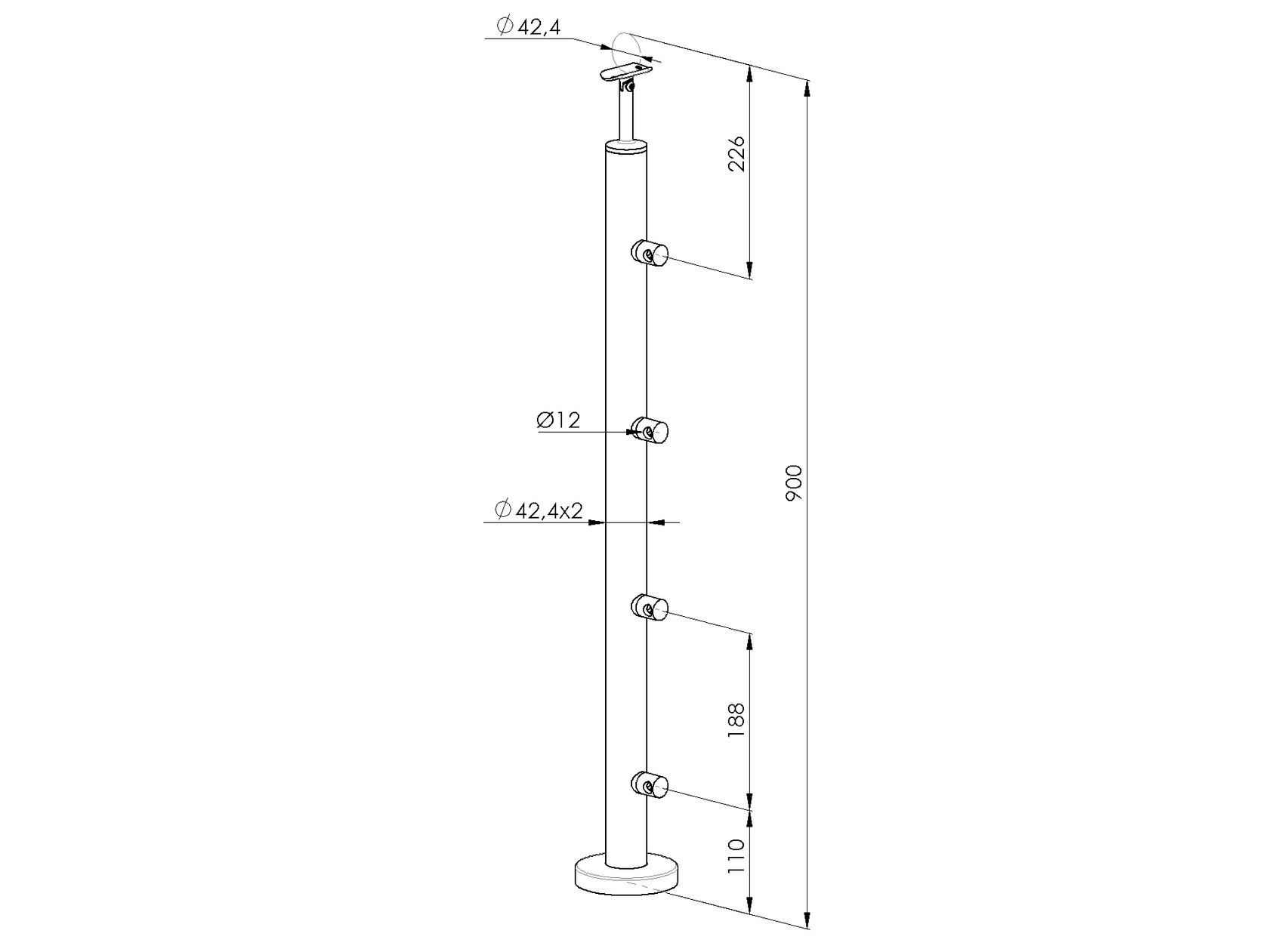 Słupek ze stali nierdzewnej