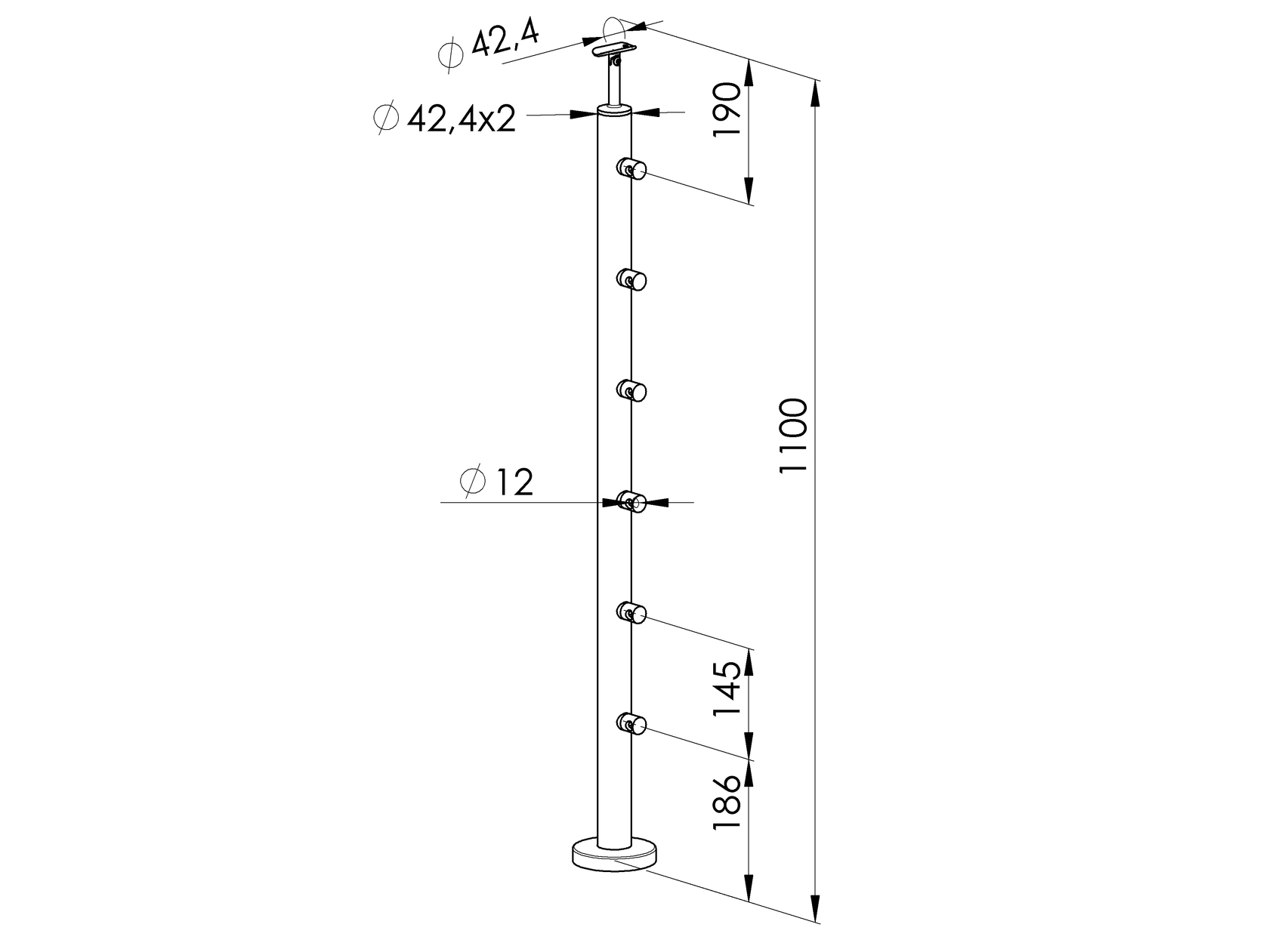 Słupek nierdzewny schodowy