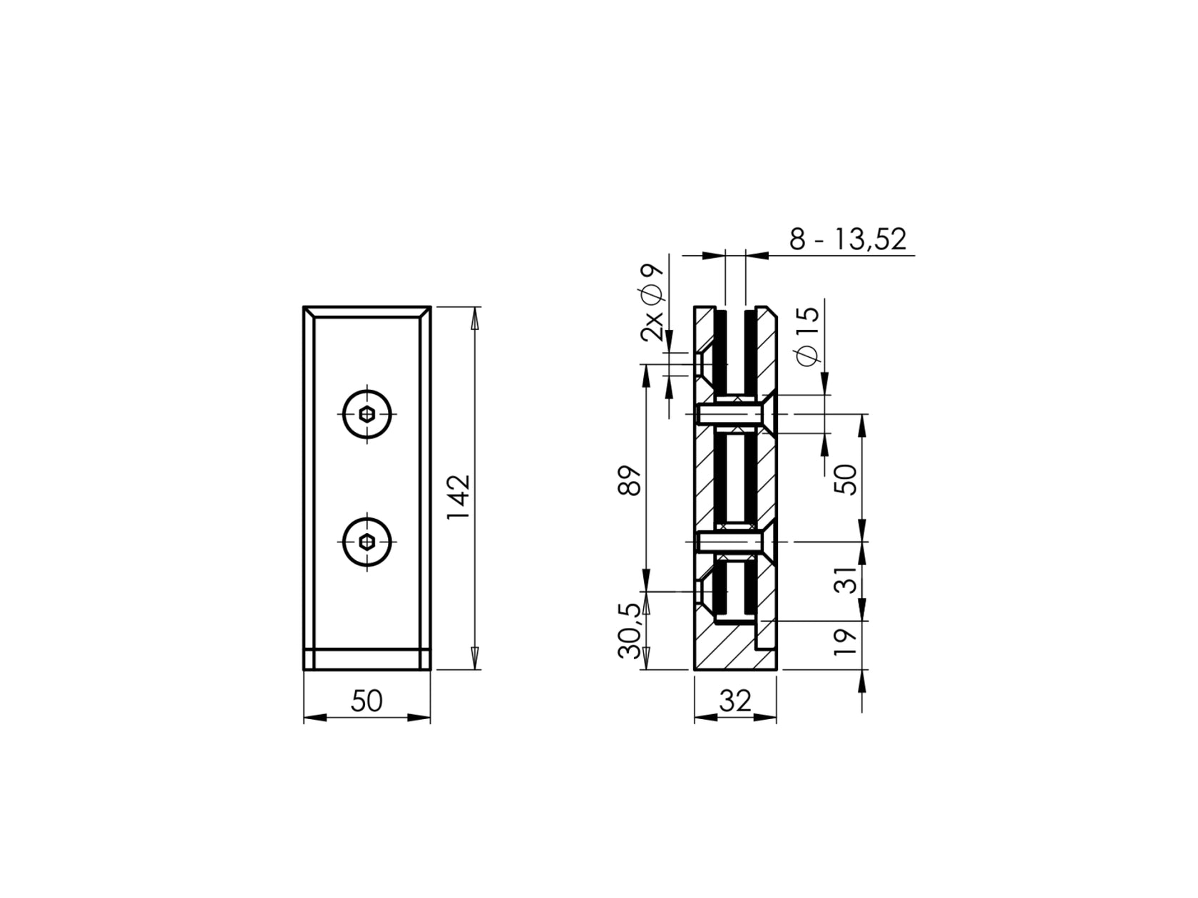 Mocowanie boczne-punktowe do szkła