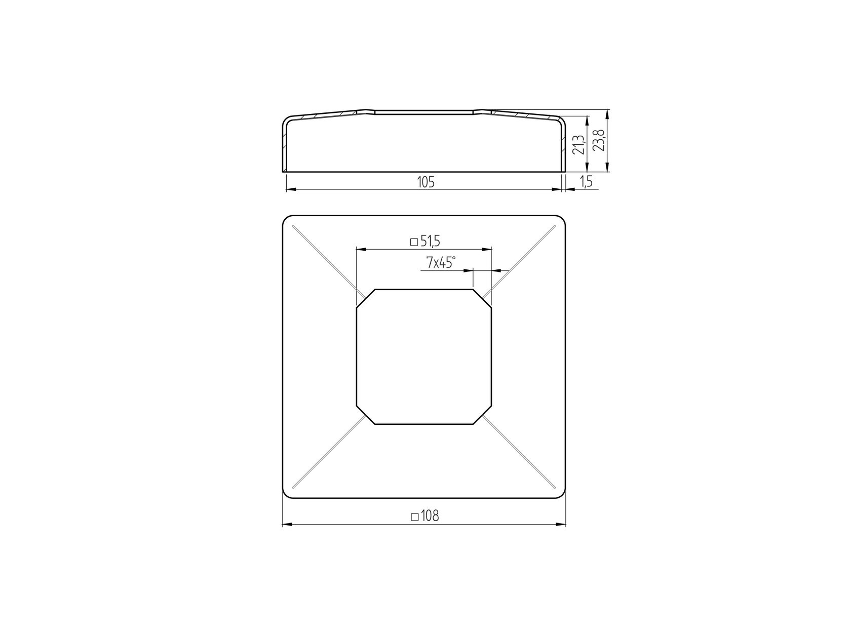 Rozeta maskująca - mocowanie górne