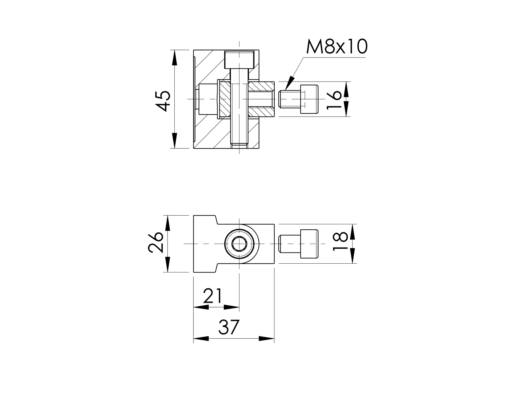 Uchwyt do szkła - zawias