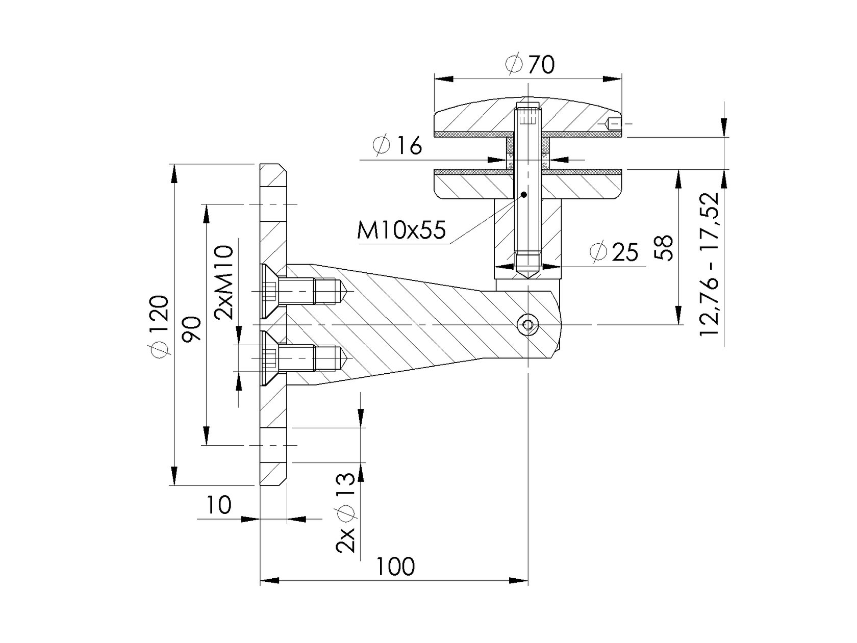 Mocownie daszku szklanego do ściany