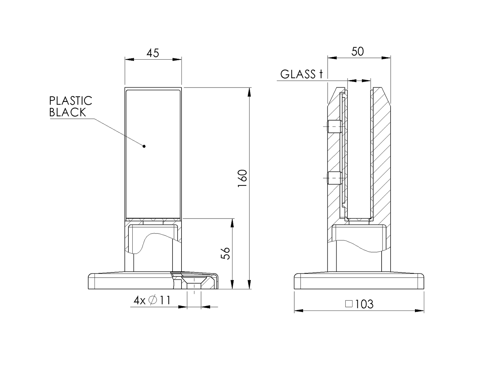 Uchwyt pionowy do szkła