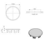 Zaślepka do AL profilu, PVC, D25mm