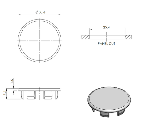 Zaślepka do AL profilu, PVC, D25mm