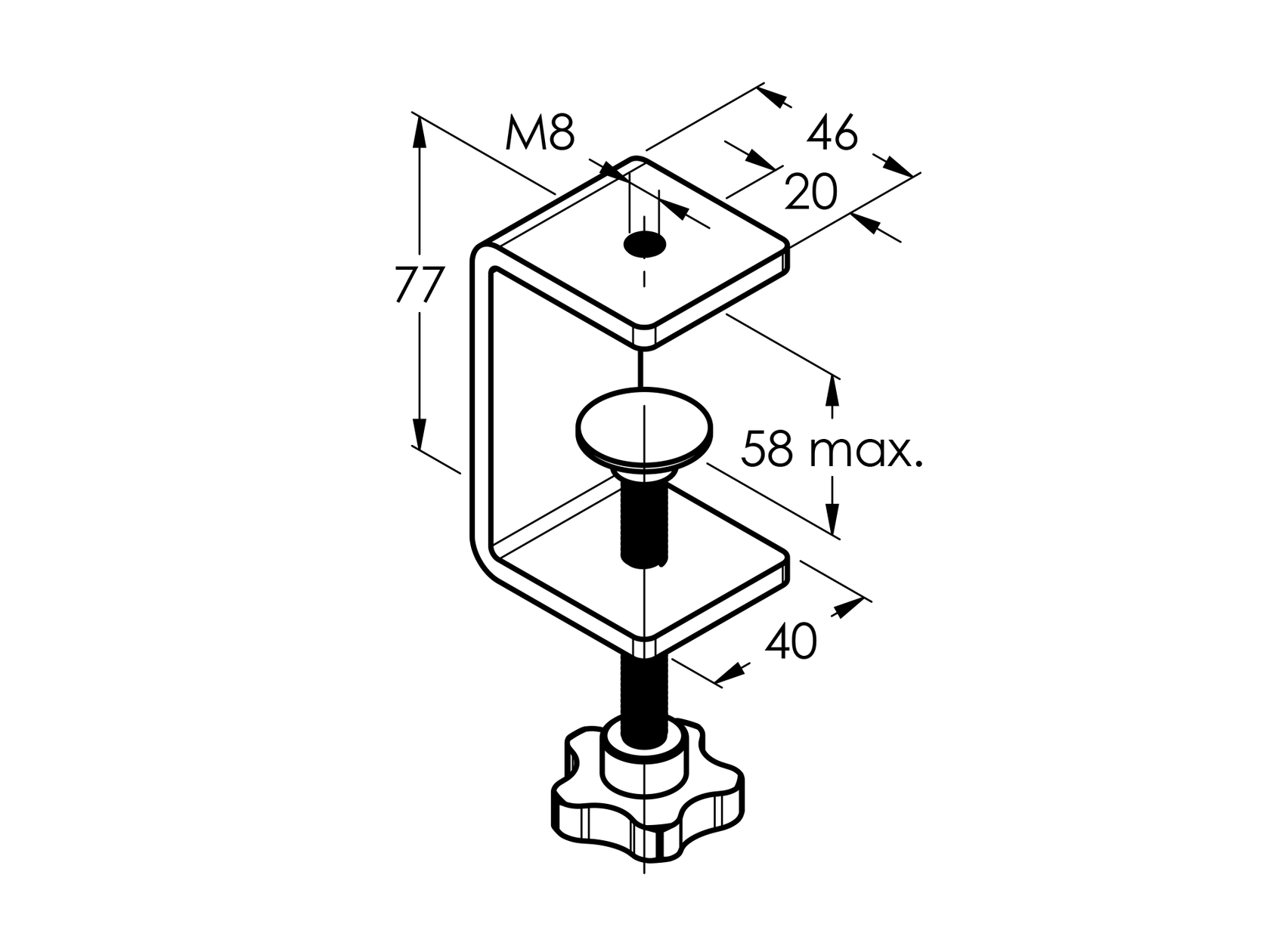 Nierdzewne mocowanie boczne słupka AISI304