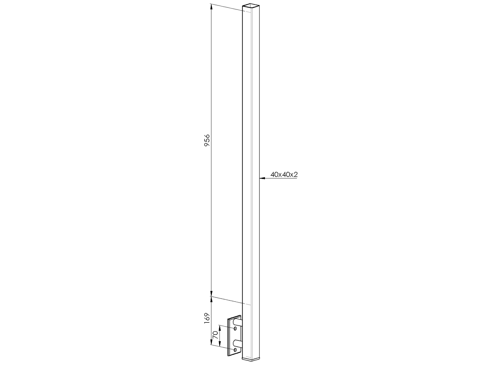 Stĺpik antikor, BK-rovné AISI316, D40x40/H1000mm