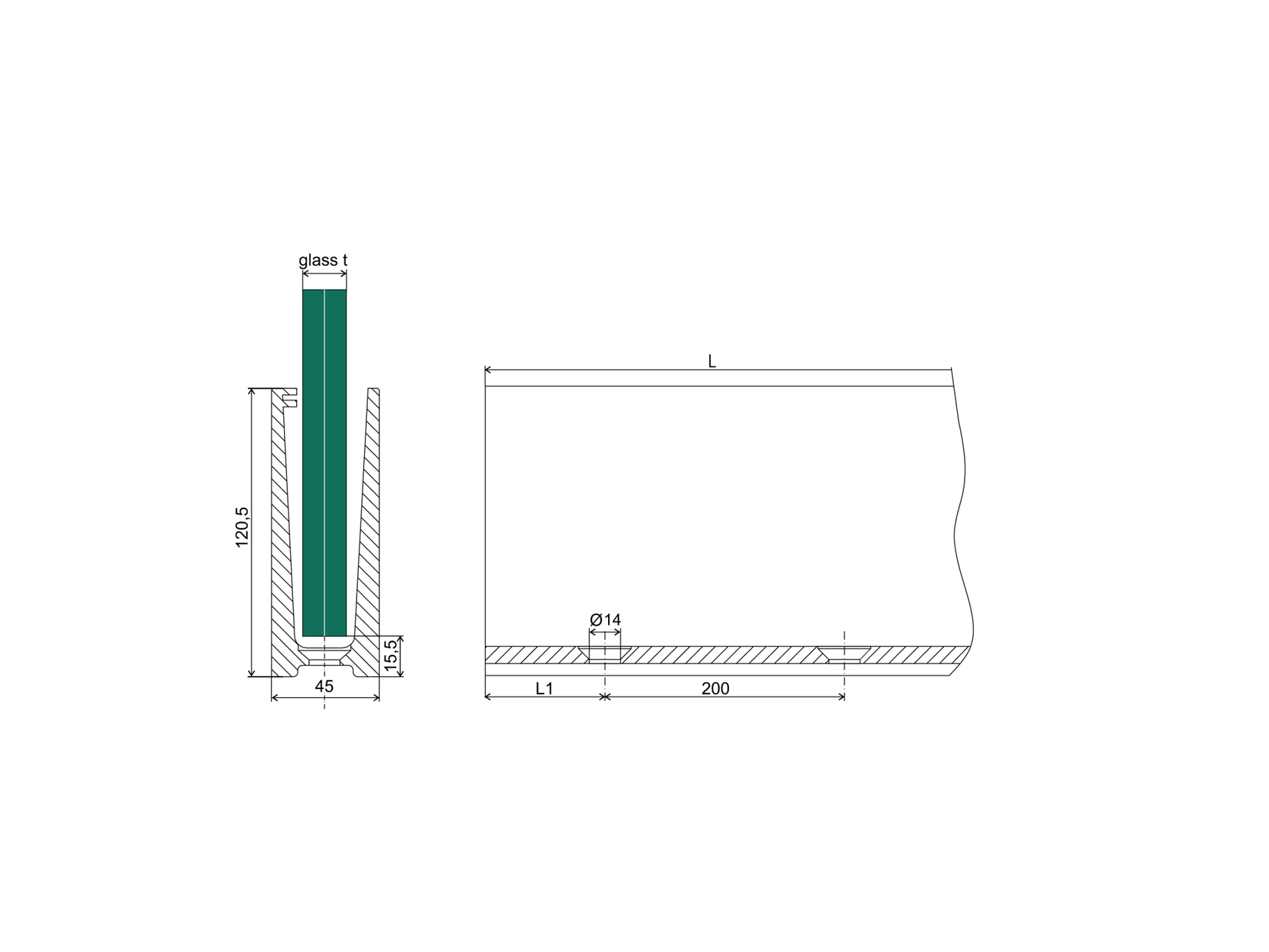 Profil aluminiowy - mocowanie od góry