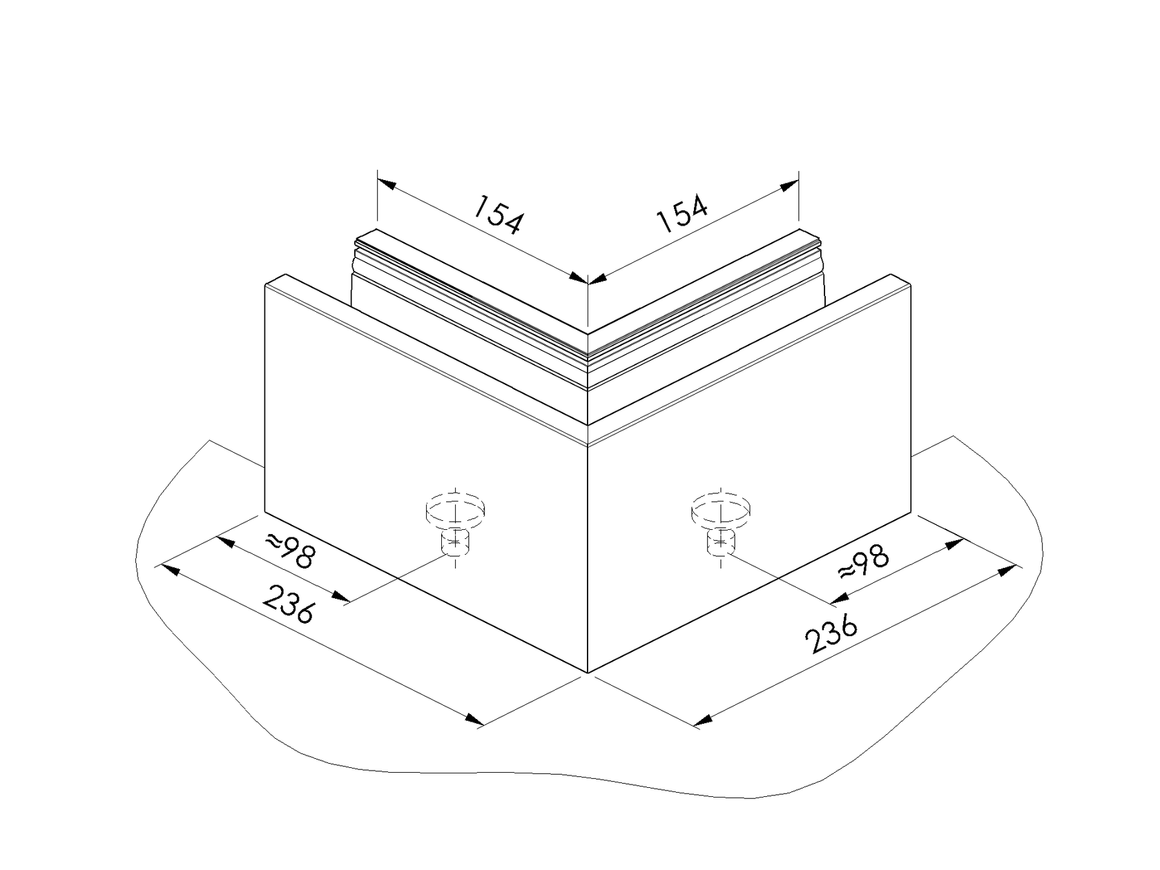 Profil balustrady szklanej Al AL/ELOX/Satin L195mm