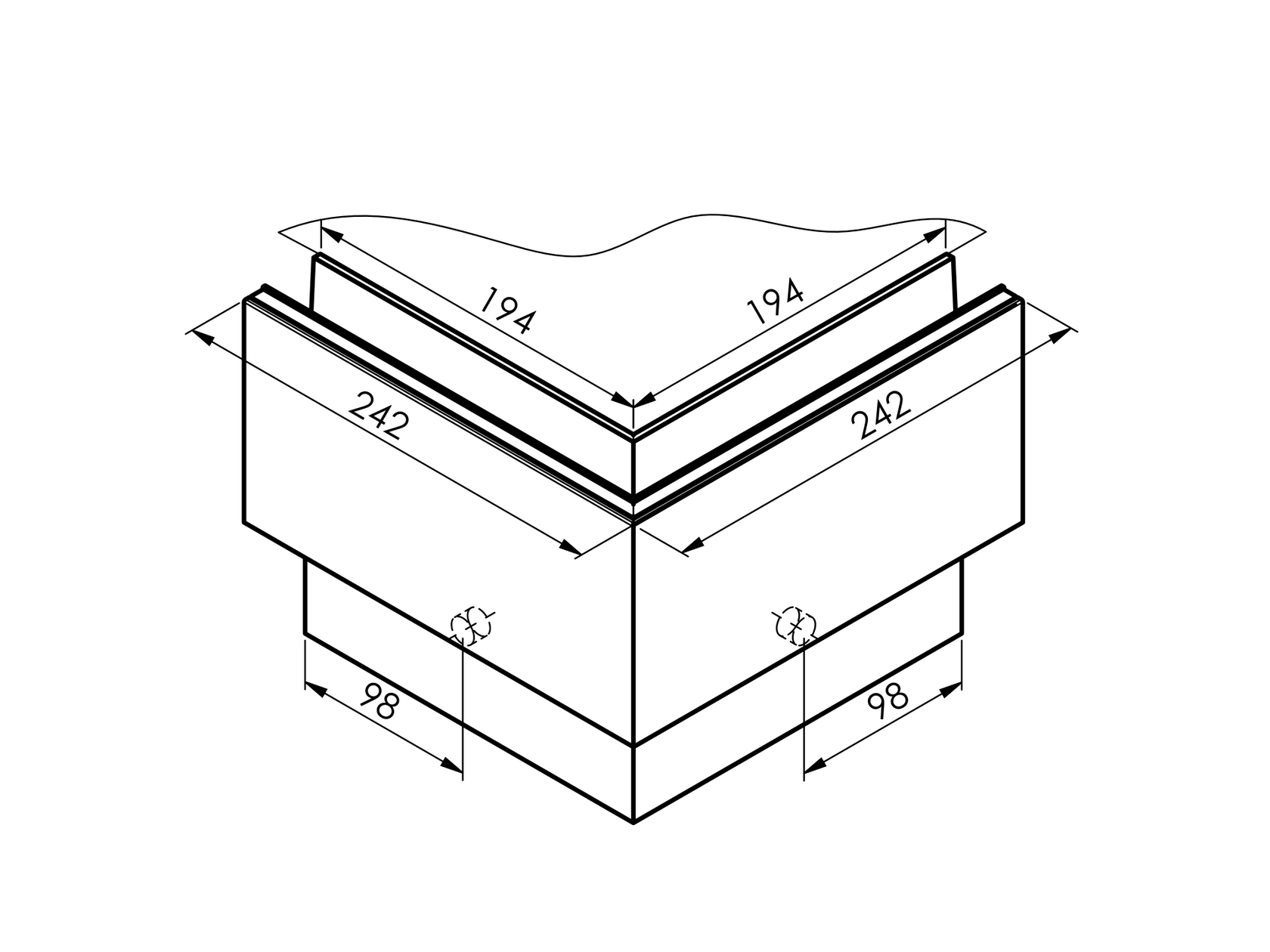 Profil balustrady szklanej Al-boczny AL/ELOX