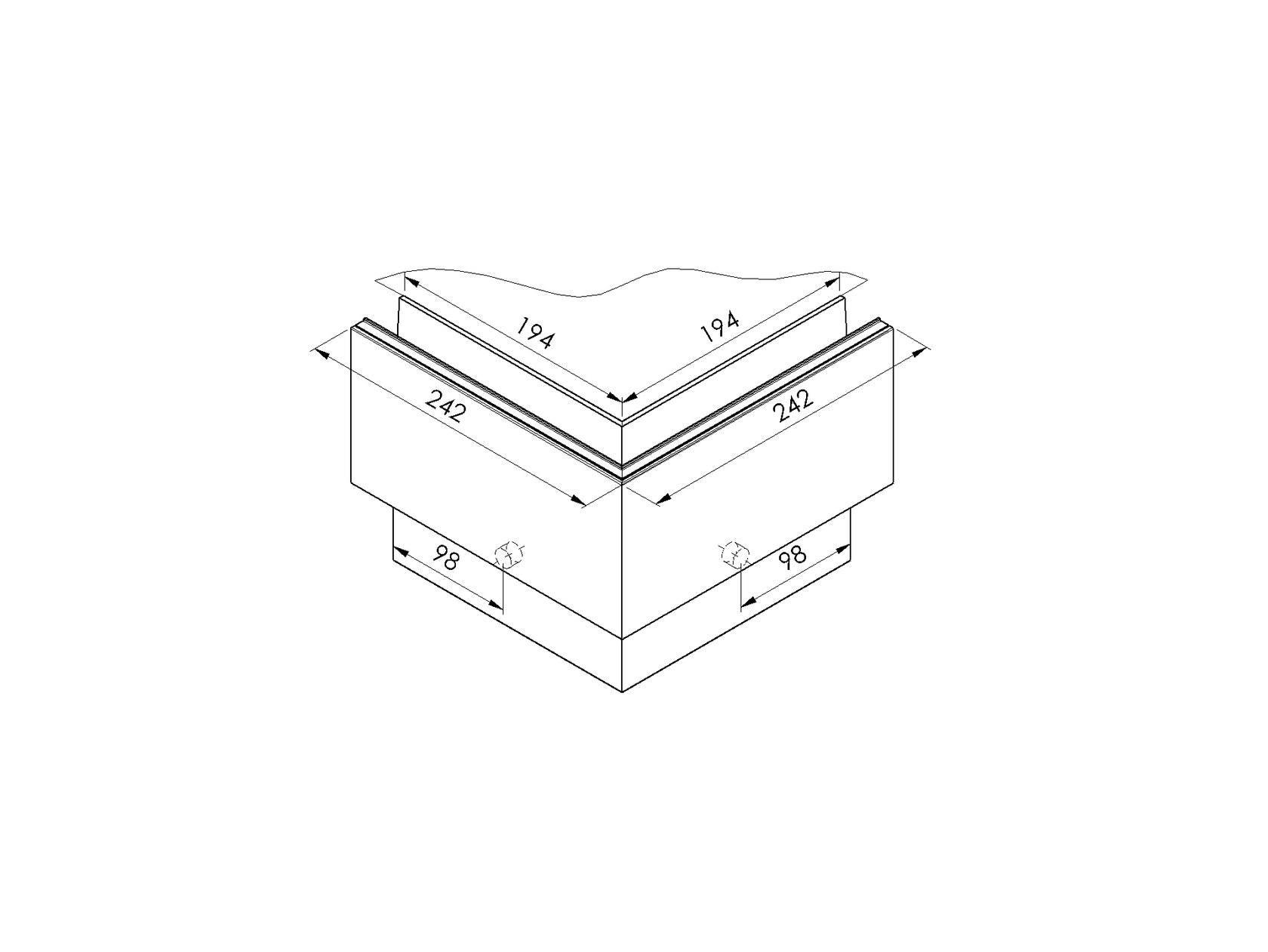 Profil balustrady szklanej Al-boczny AL/ELOX