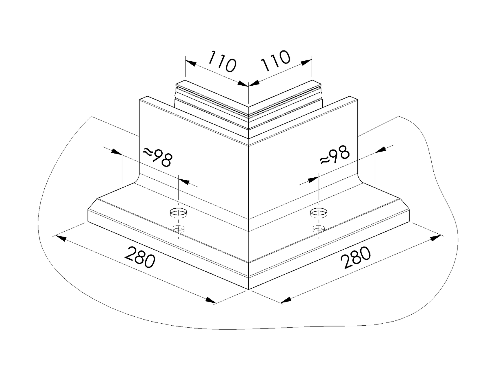 Profil balustrady szklanej Al