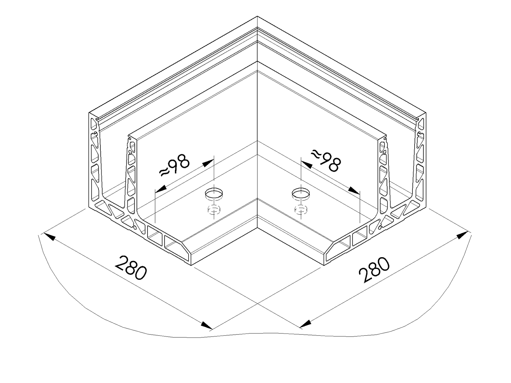 Profil balustrady szklanej Al