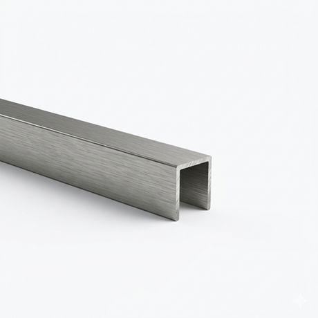 Profil szklany U AL 17x20x1,5 mm do szkła o grubości 8 mm z efektem INOX