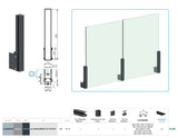 Aluminium Post Set 56×60 - 0.5m, Side Mounting with Covers, Intermediate - Anthracite RAL 7016