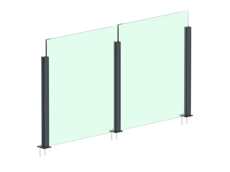 Set hliníkového stĺpika 56×60 - 1m, vrchné kotvenie s krytkami, priebežný - Antracit RAL 7016