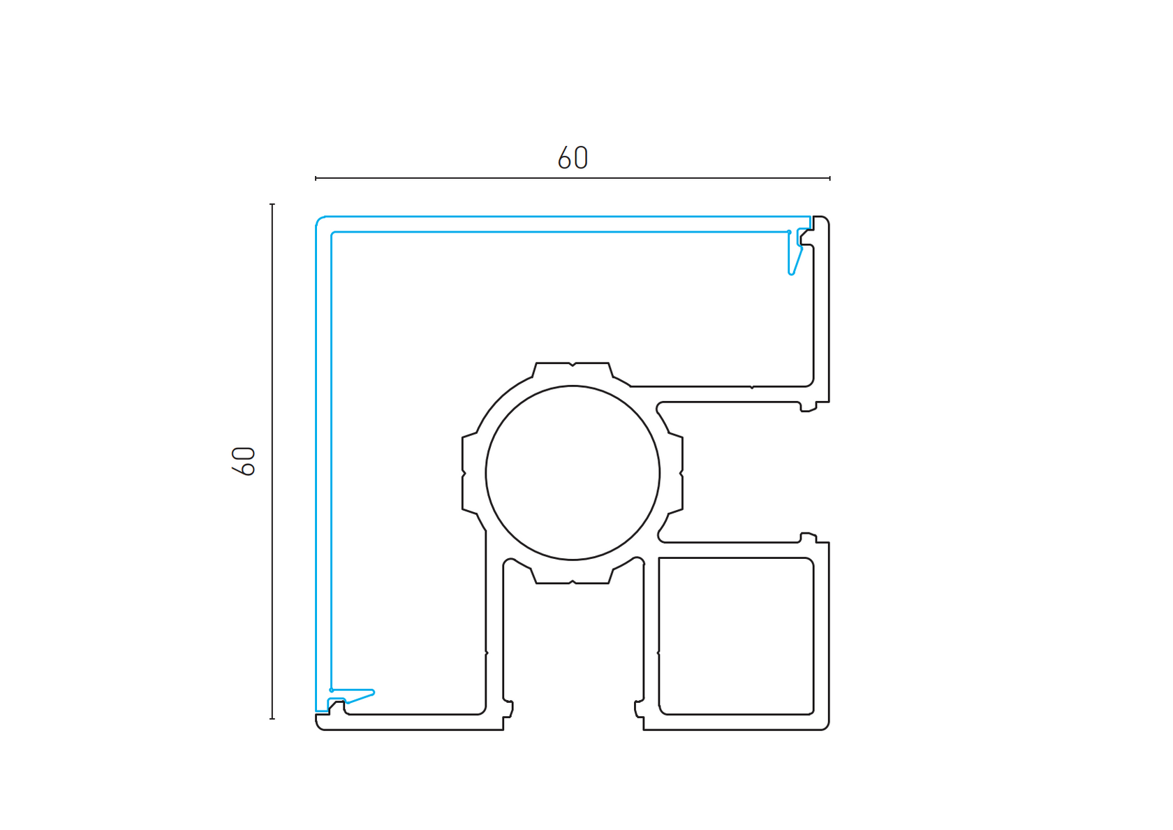 Aluminiowy słupek ogrodzeniowy 60x60 narożny - 6000mm