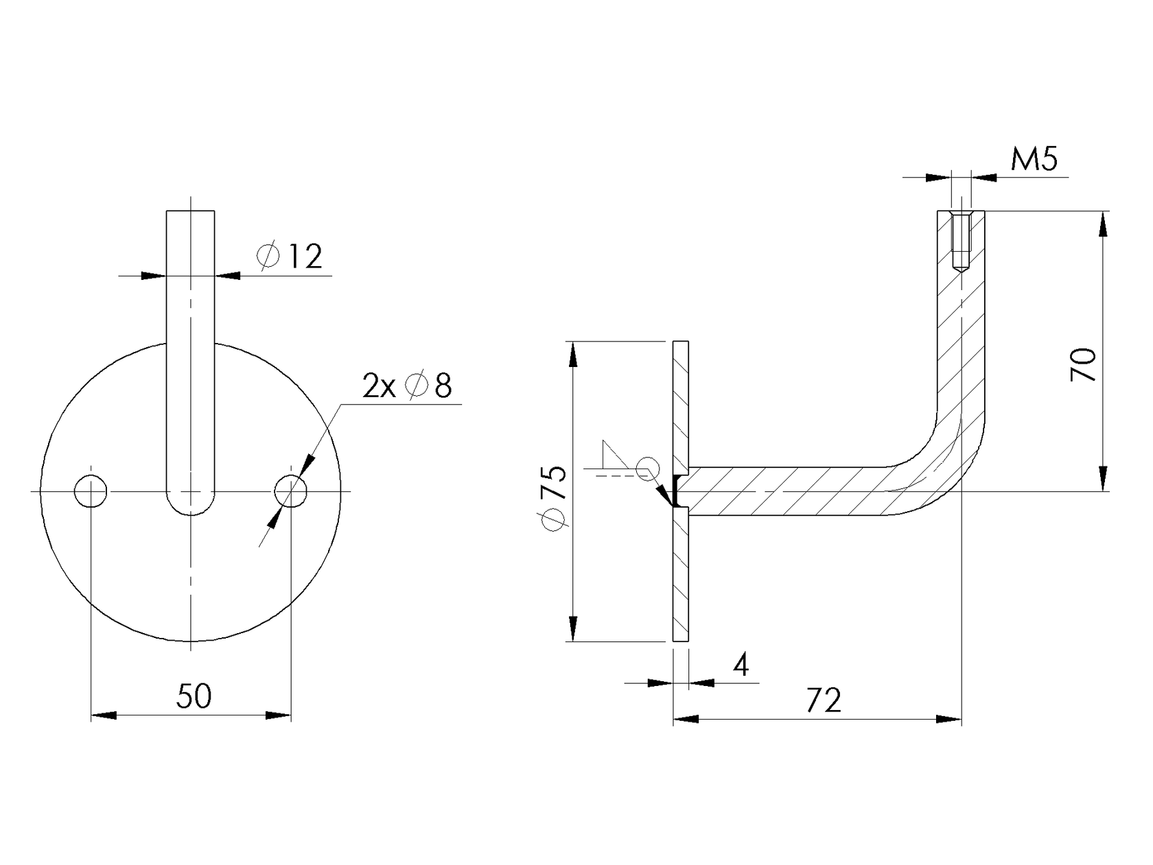 Mocowanie pochwytu do ściany