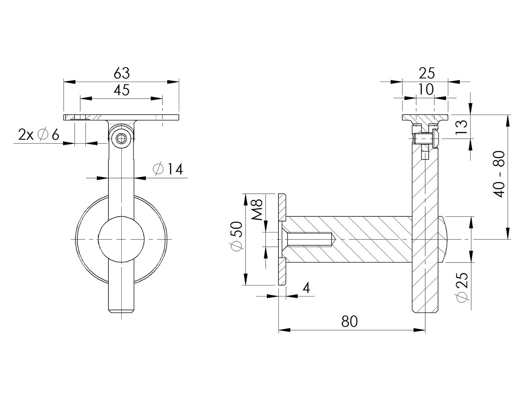 Uchwyt poręczy do ściany