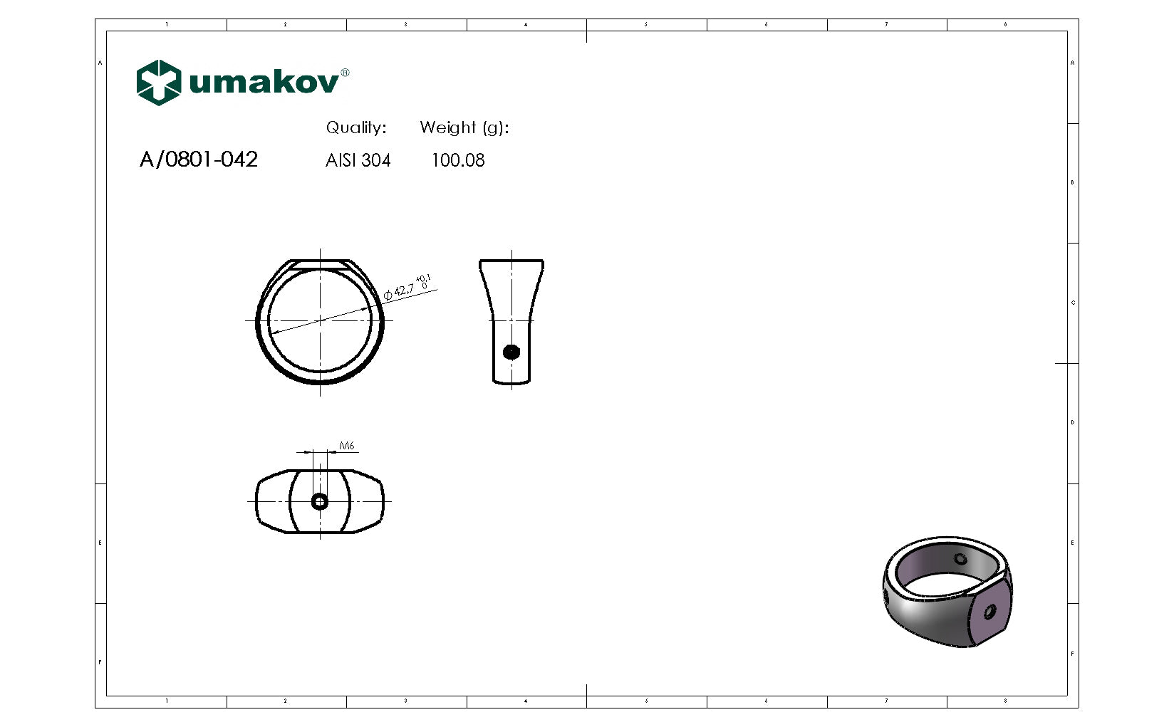 Pierścień nierdzewny na rurę