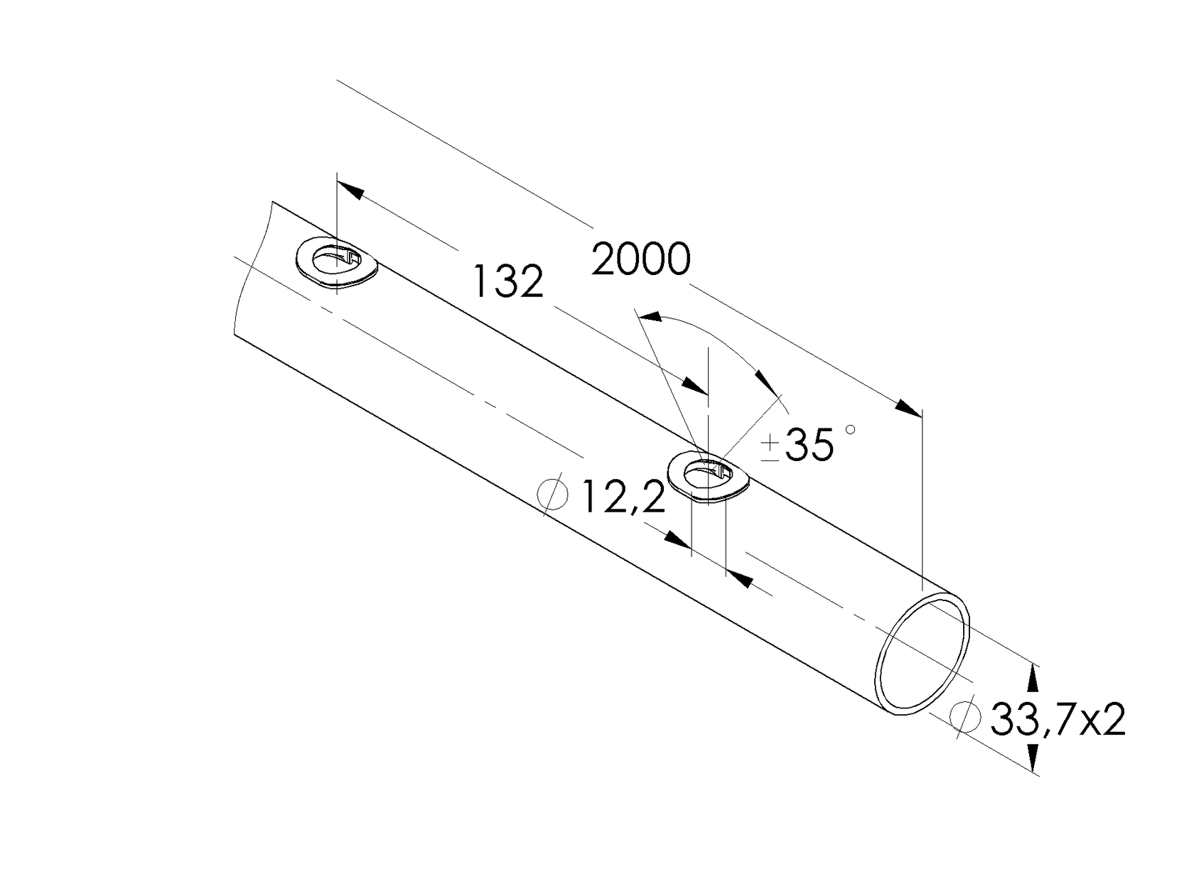 Rura szlifowana AISI304, D42,4x2/15xd12,5/L1980