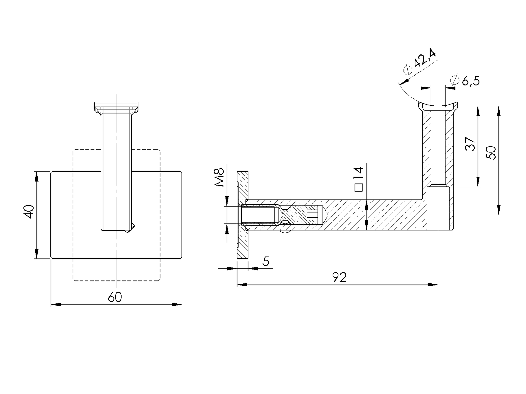 Mocowanie pochwytu na ściane