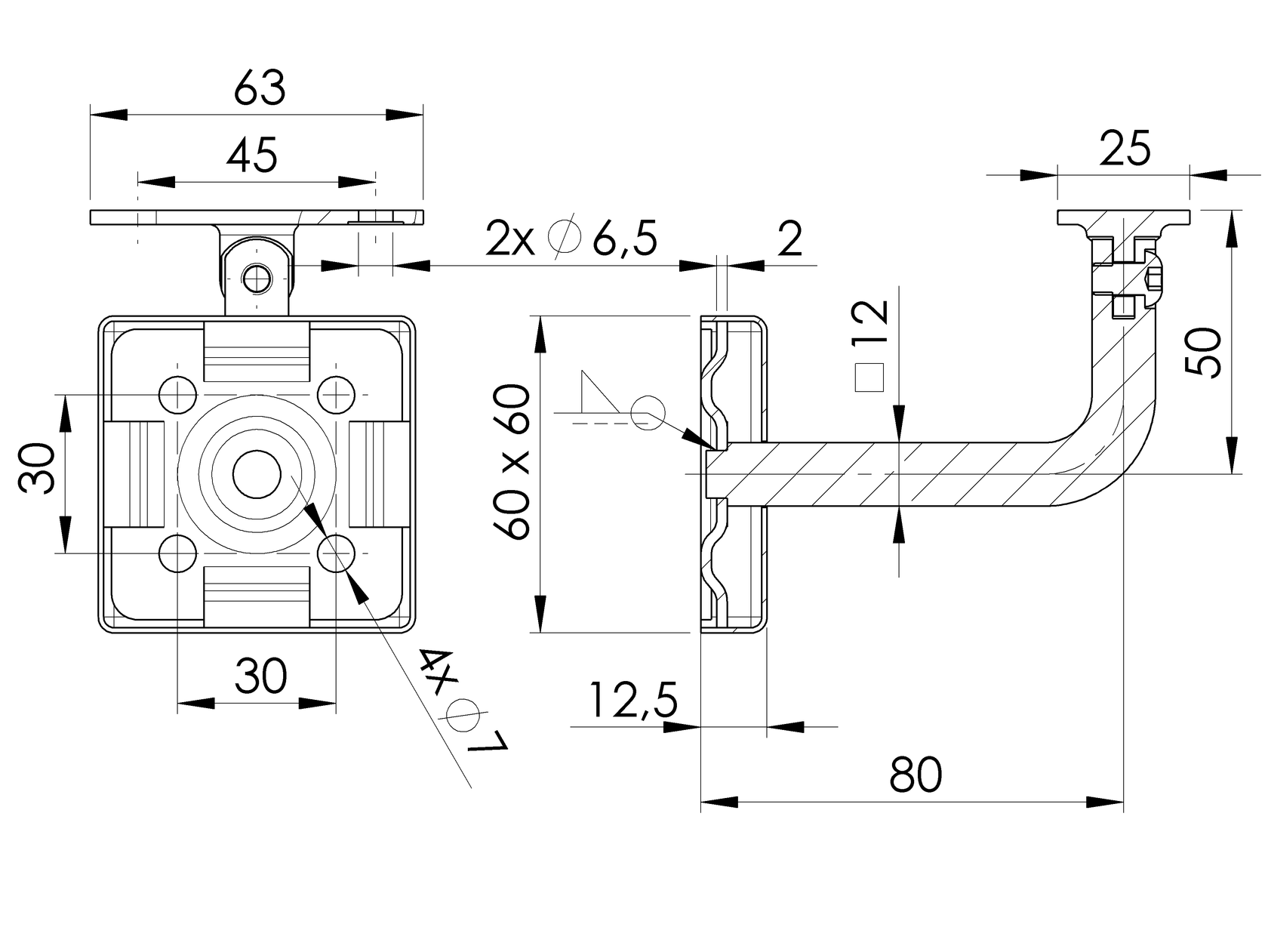 Podpora poręczy spawana