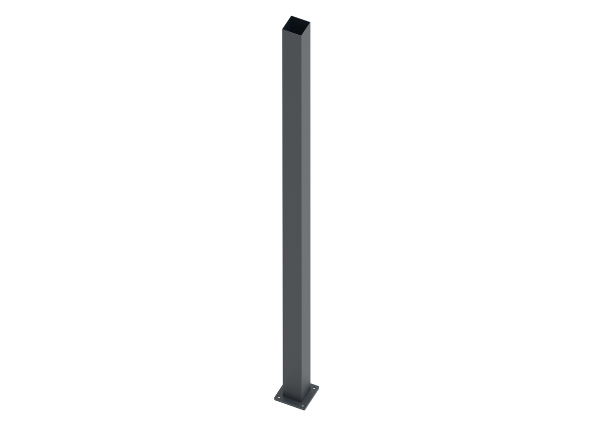 Słup nierdzewny 80x80-2000, z kołnierzem kotwiącym, Antracyt RAL 7016