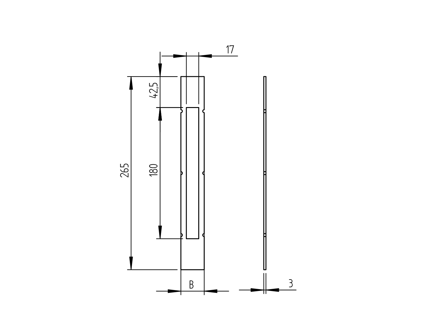 Obudowa zamka h 265mm, b 42mm