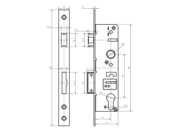 Zamek 50x30mm AISI304
