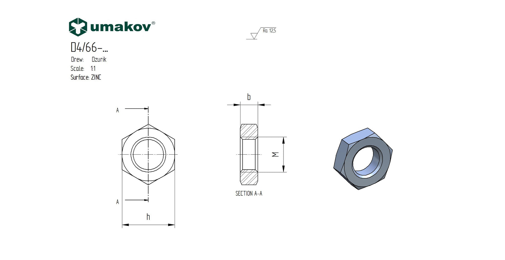 Nakrętki niskie Zn, M16