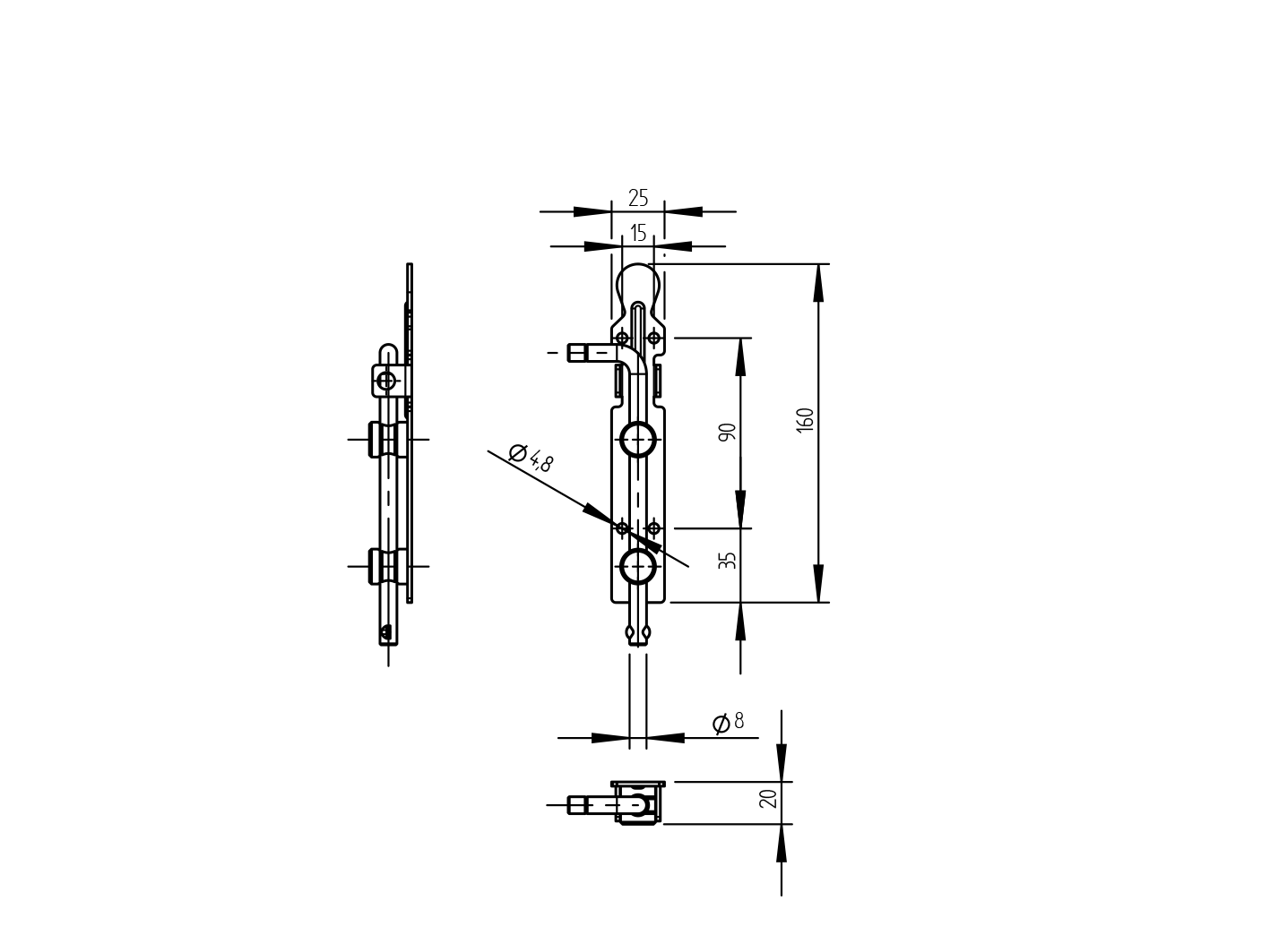 Zamkniecie bramy L=160mm, Zn