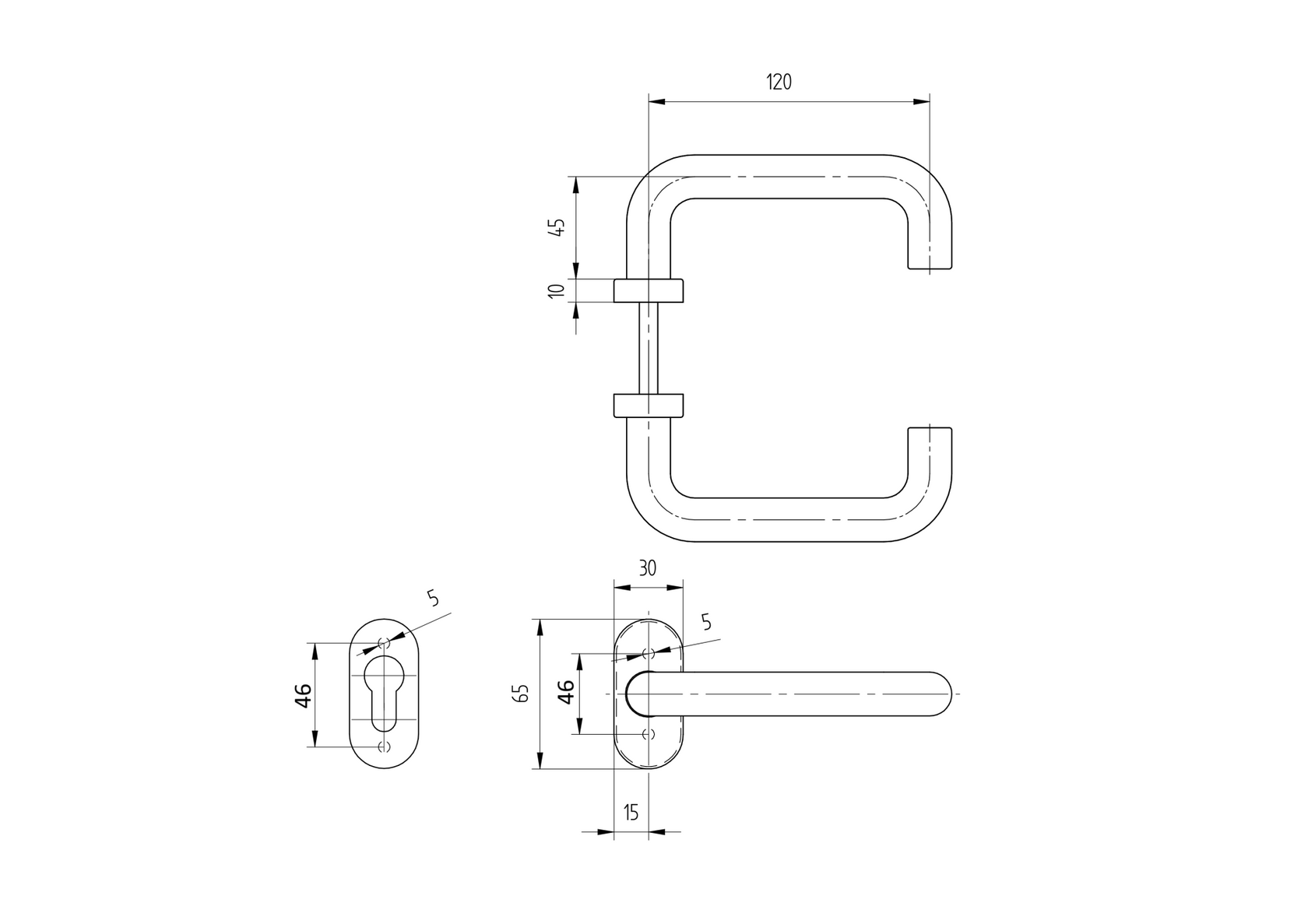 Klamka z szyldem - para AISI 304, K320