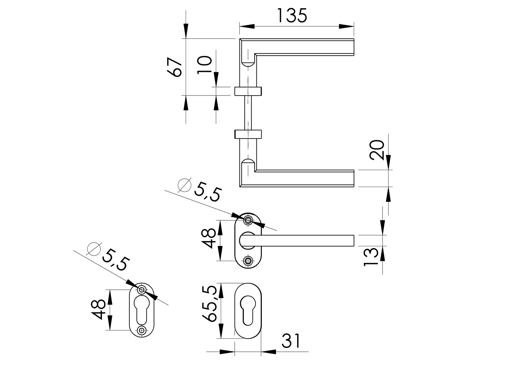 Klamka z szyldem AISI 304, K320