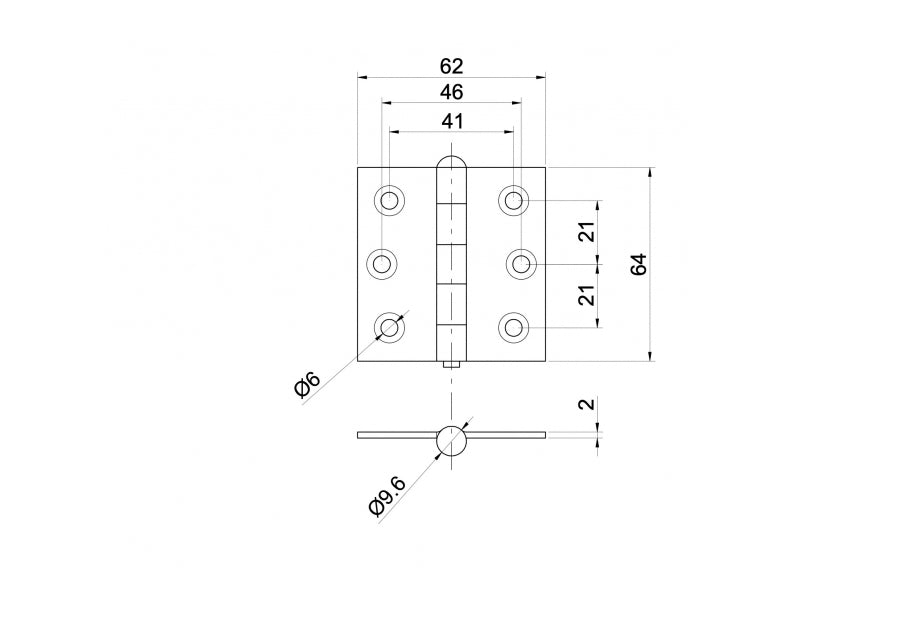 Zawias do bramki AISI 304 L=64mm
