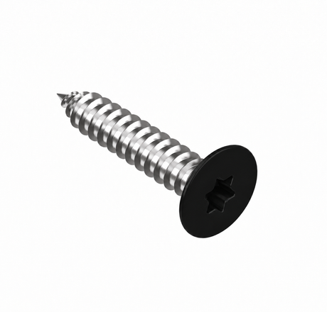 Wkręt do blachy z łbem stożkowym-TORX, nierdzewny, czarny