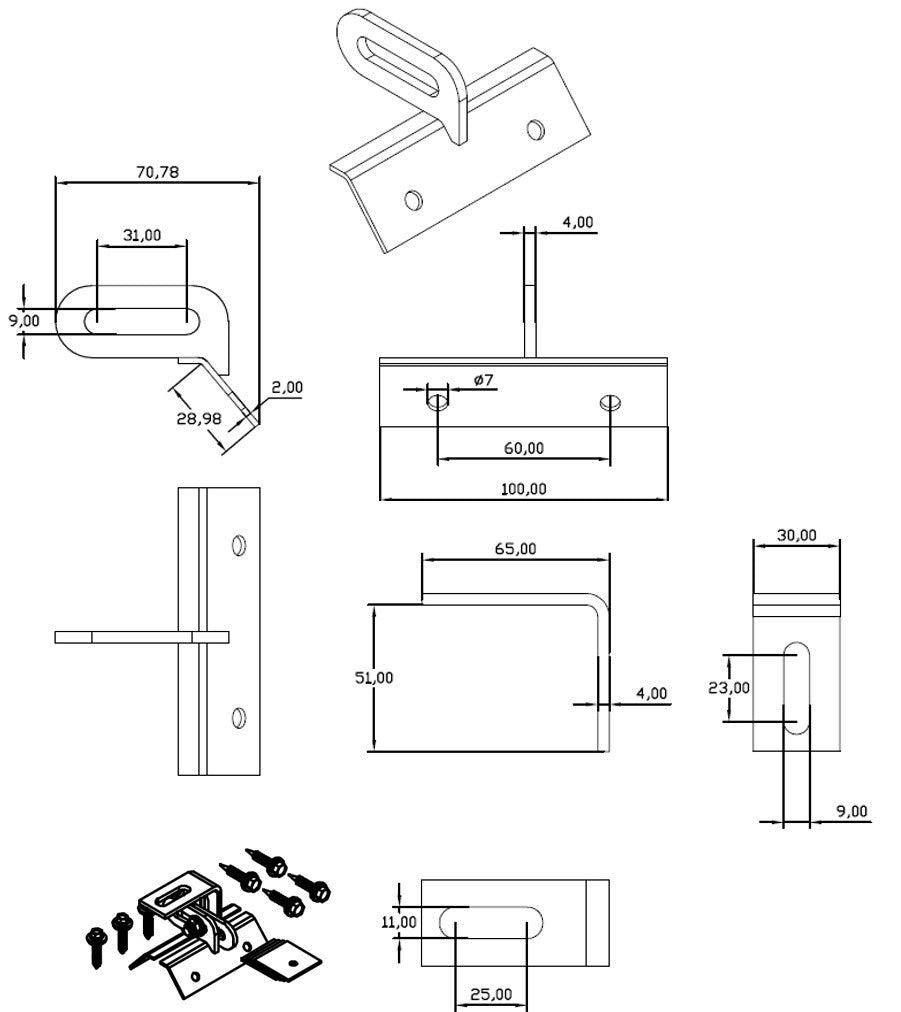 Nastaviteľná konzola pre trapez. plech zahnutá