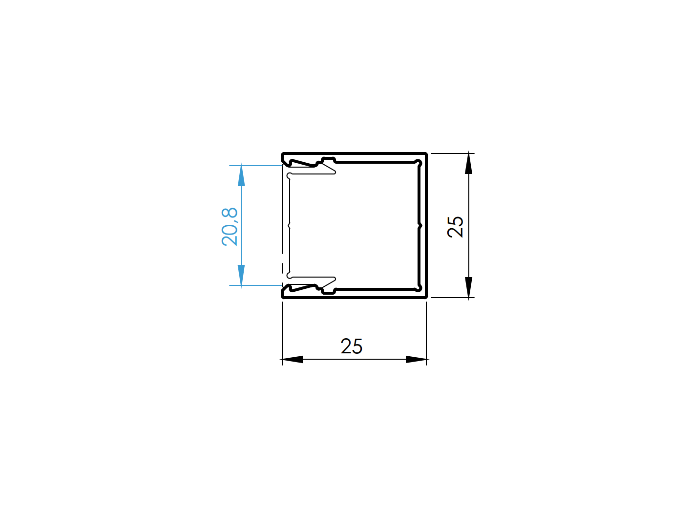 Aluminiowy adapter U 25x25-6000mm R7016