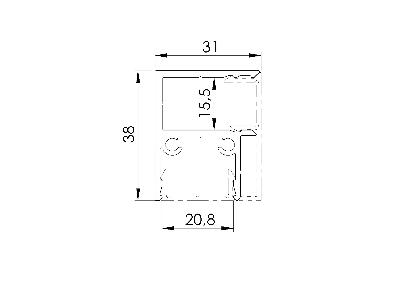 Aluminiowy adapter ogrodzeniowy do wypełnień 20 - 6000mm