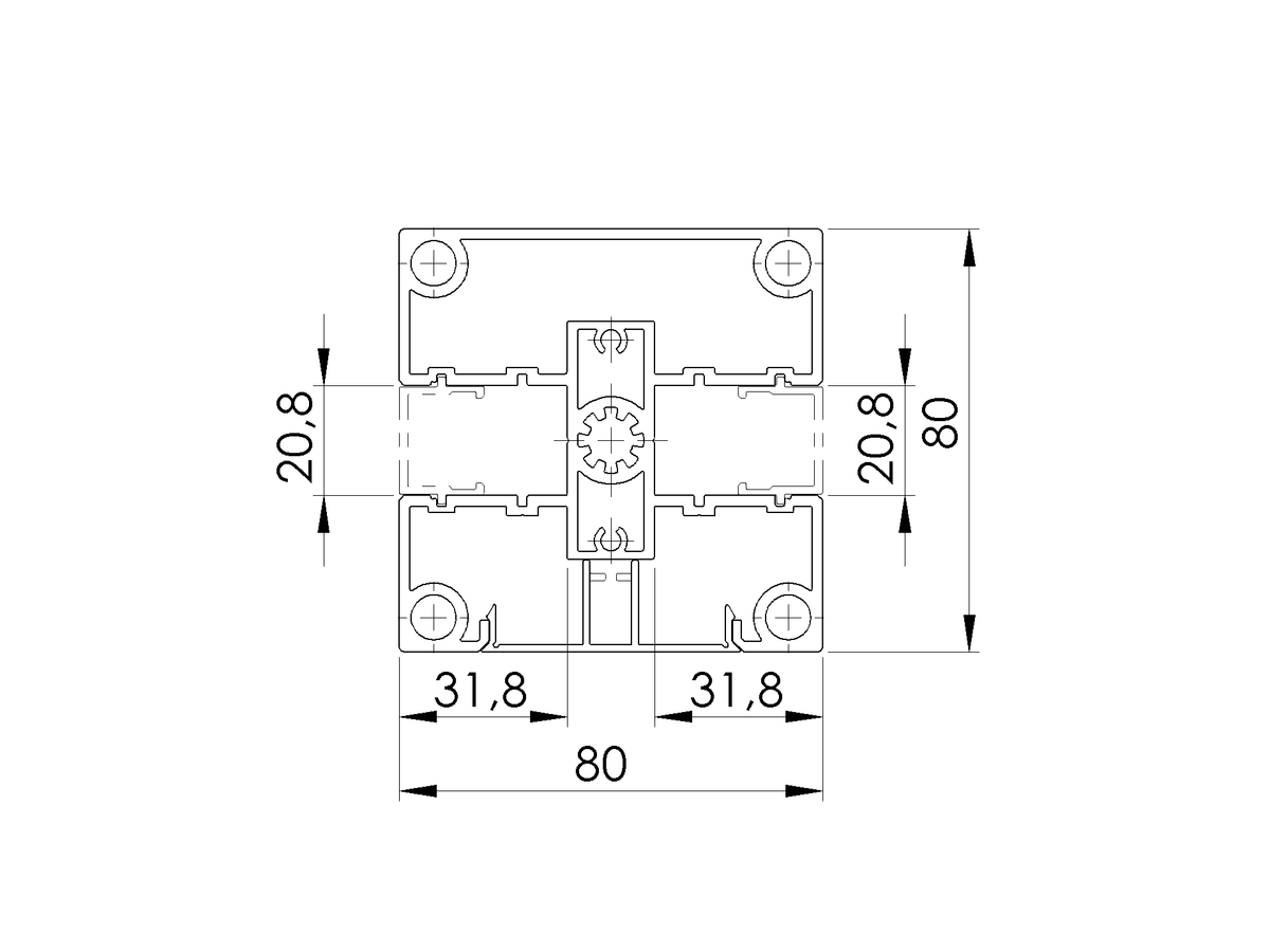 Set hliníkového stĺpika 80x80 a krycej lišty - 1850mm, Antracit  R7016
