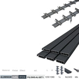 Set Antracitový hlinikový horizontálny naklápací systém 1,09m s AL 1,2m Antracitovou výplňou 20x95mm